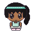 A pixel buddy with a ponytail and sweatband